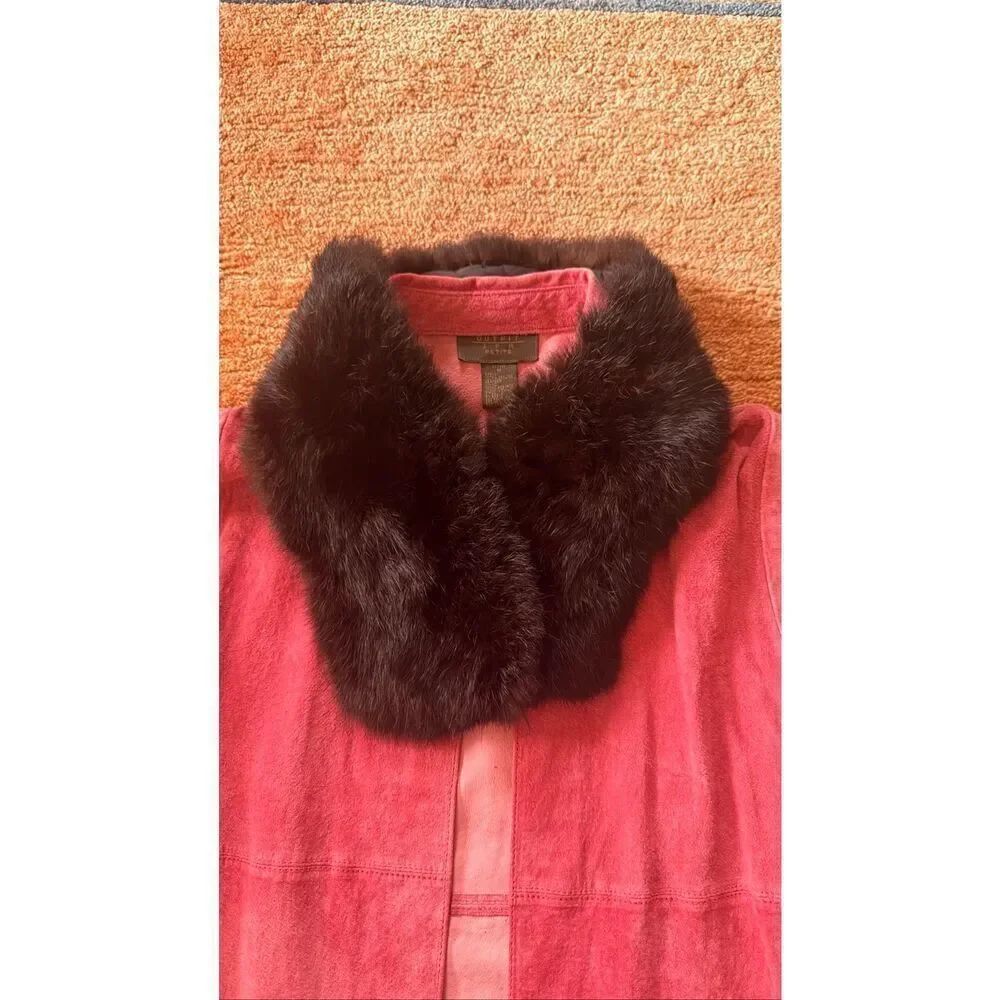 Vintage Real Fur Collar Brown Burgundy Tone Hook Closure Detachable